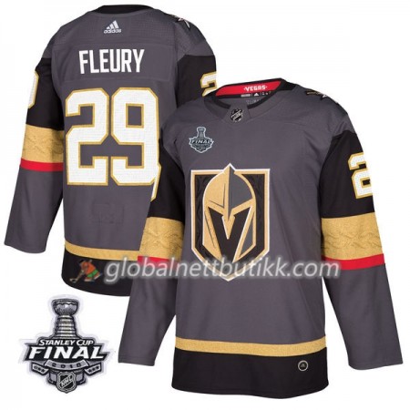 Vegas Golden Knights Hockeydrakt Marc-Andre Fleury 29 2018 Stanley Cup Final Patch Grå Adidas Authentic - Herre